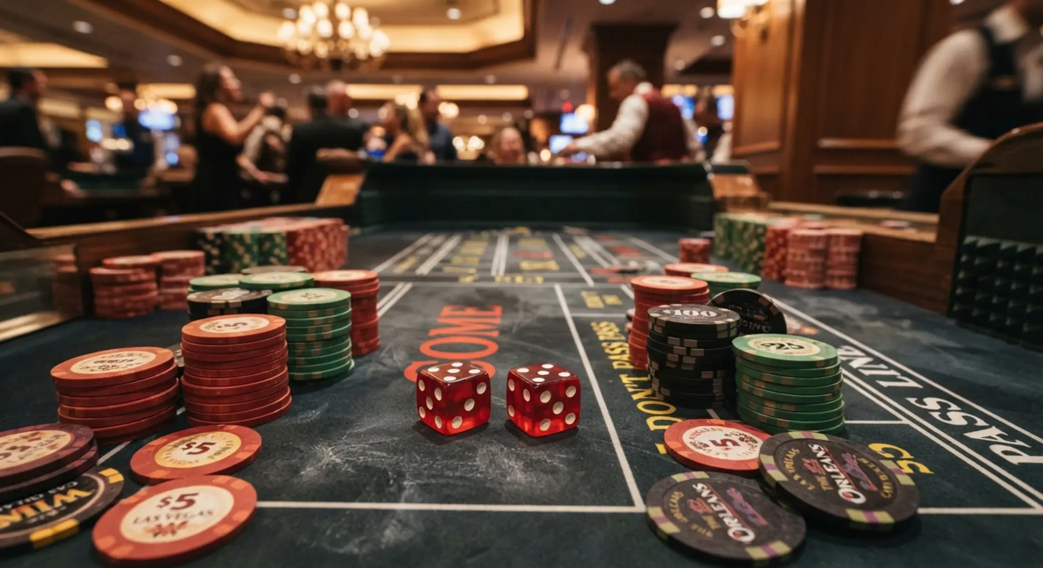 Craps nyeremény és zsetonok közeli képen