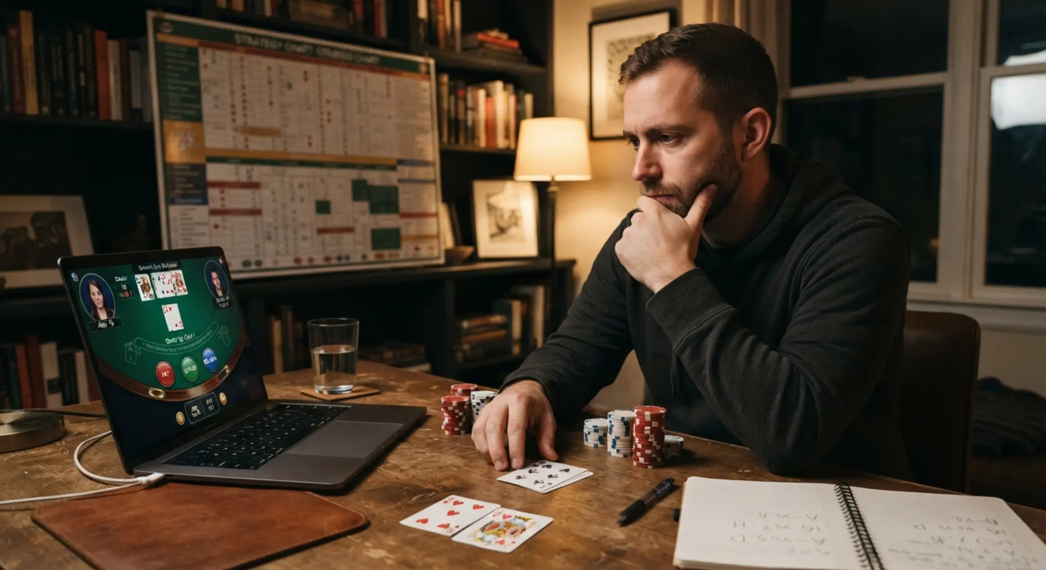 Játékos stratégiai jegyzetekkel és bankroll tervezéssel élő blackjackhez