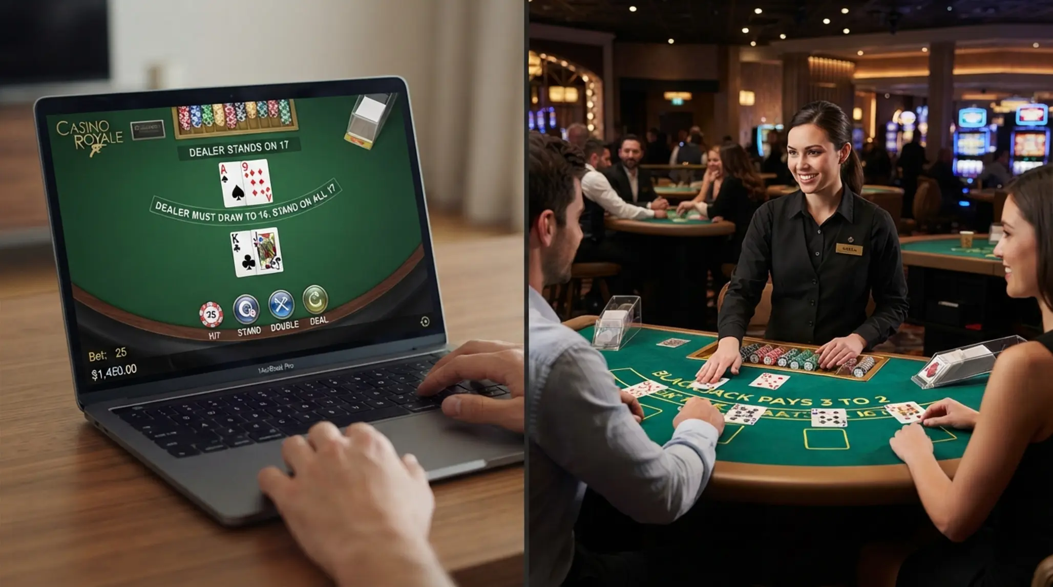 Élő blackjack és RNG blackjack összehasonlítása