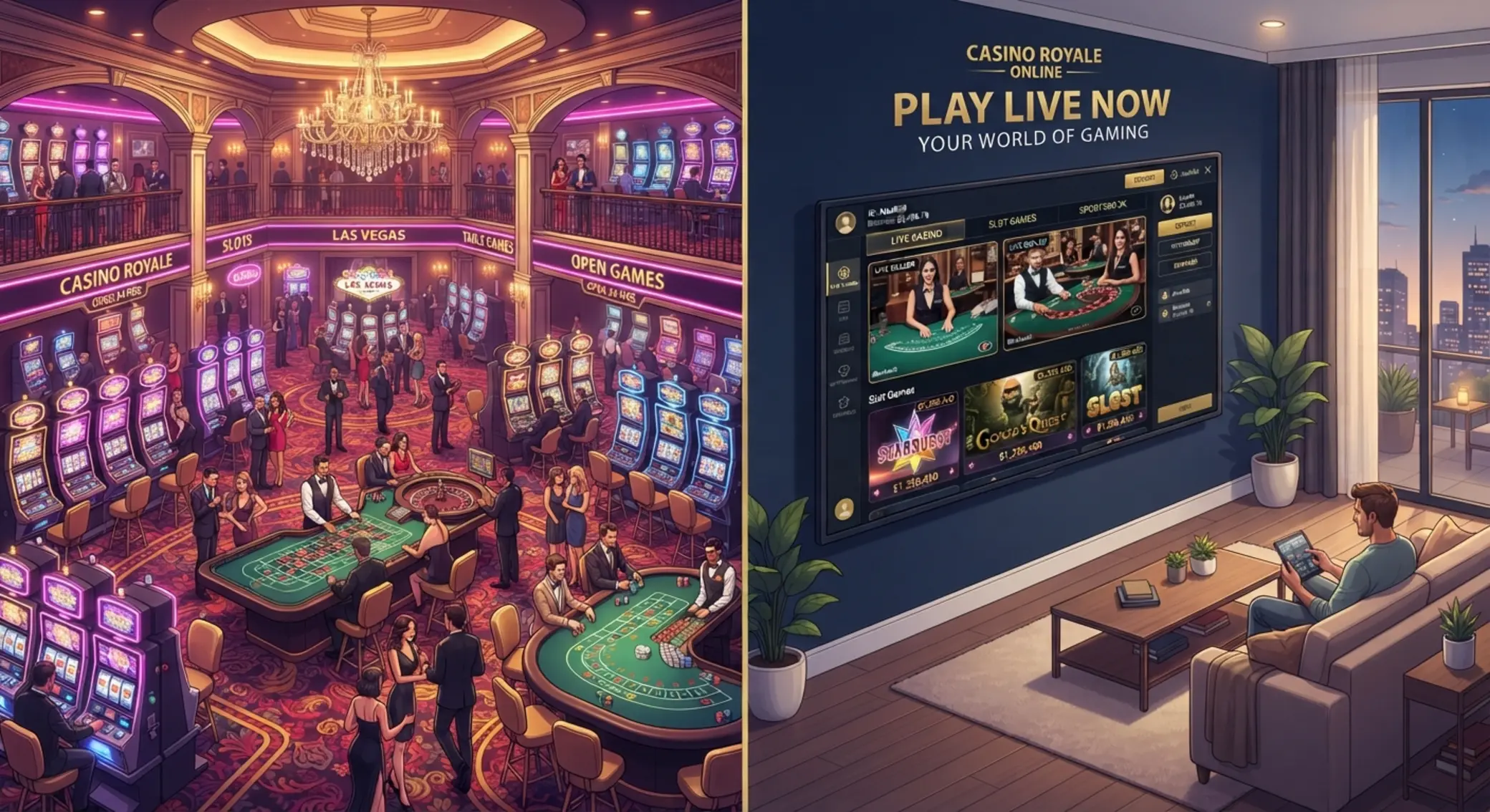 Vegas kaszinóhangulat és online kaszinó felület kontrasztja