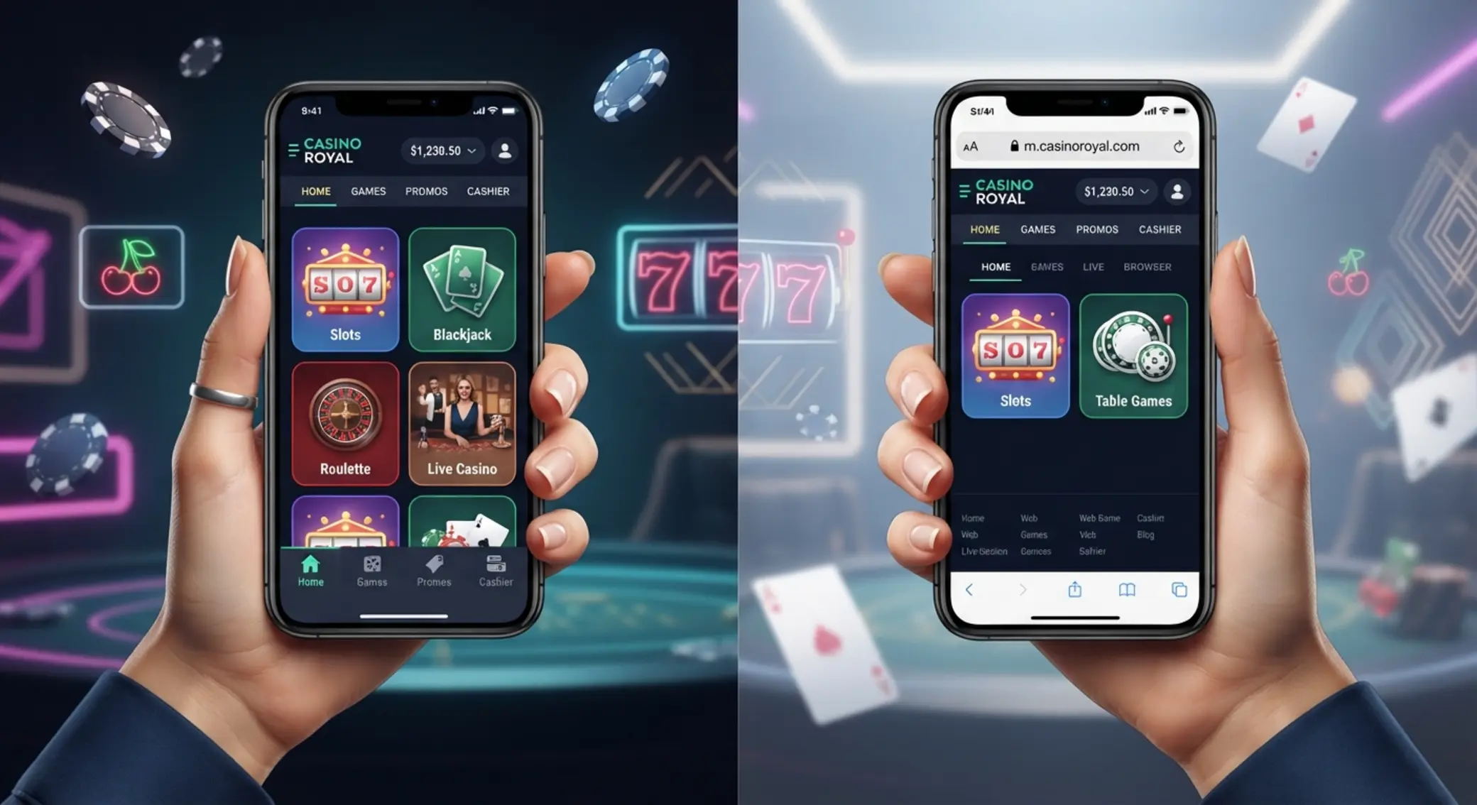 Mobil kaszinó app és böngésző összehasonlítása