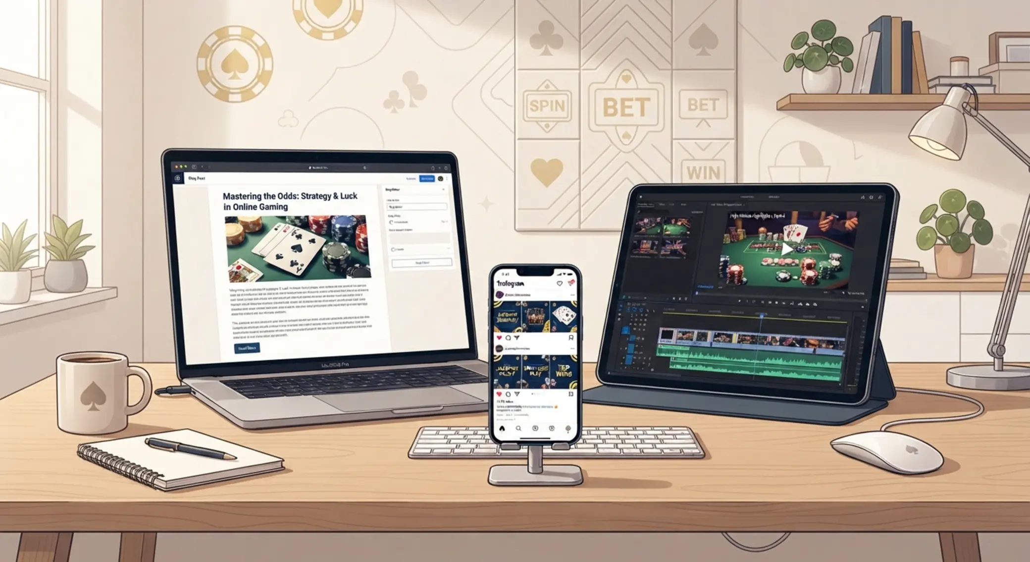 Különböző digitális tartalomtípusok kaszinó affiliate témában