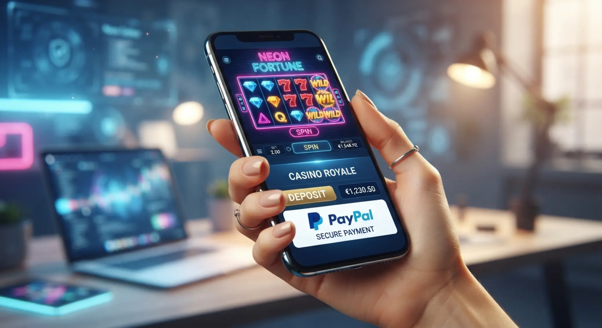 Mobil PayPal kaszinó használat közben Mobiltelefonon futó online kaszinó PayPal befizetéssel