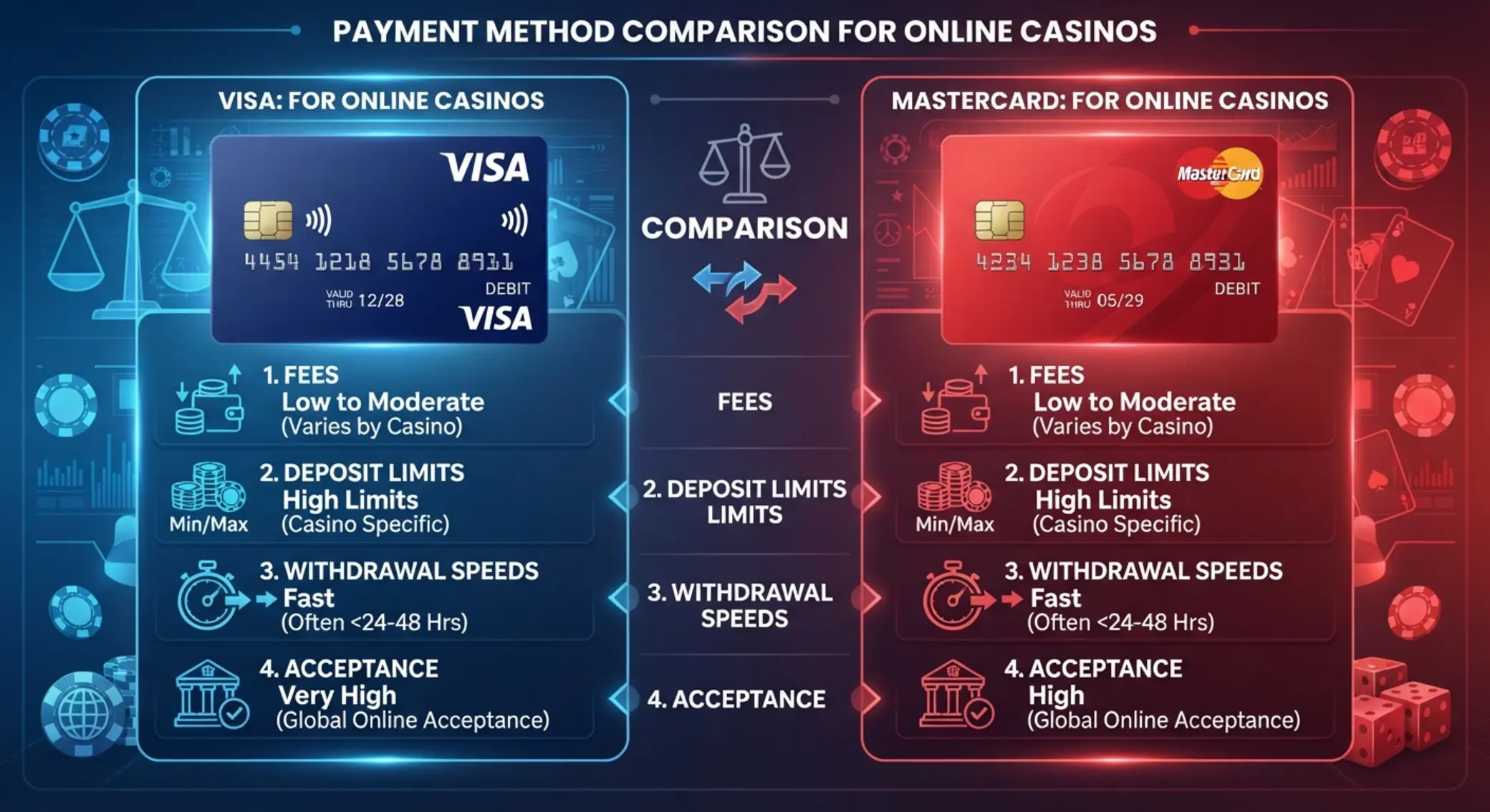 Visa és MasterCard összehasonlítás online kaszinókban